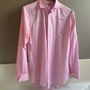 Nordstrom Men's pink and white striped shirt, Neck 16 1/2